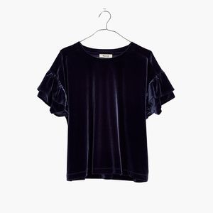 Madewell Velvet Ruffle Sleeve Tee